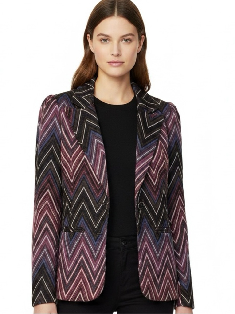 Q2 Chevron Blazer in Pink and Purple Mix